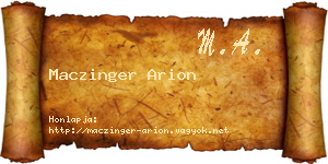 Maczinger Arion névjegykártya